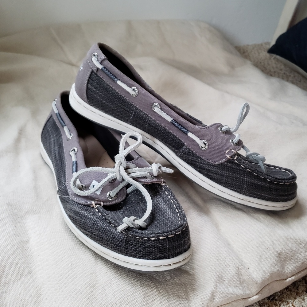 Sperry Top Sider Grey Canvas and Leather Slip On